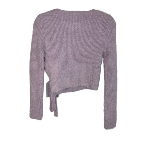 ASTR The Label Balletcore Fuzzy Knit Wrap‎ Crop Sweater Lilac Women's Small - Picture 6 of 11